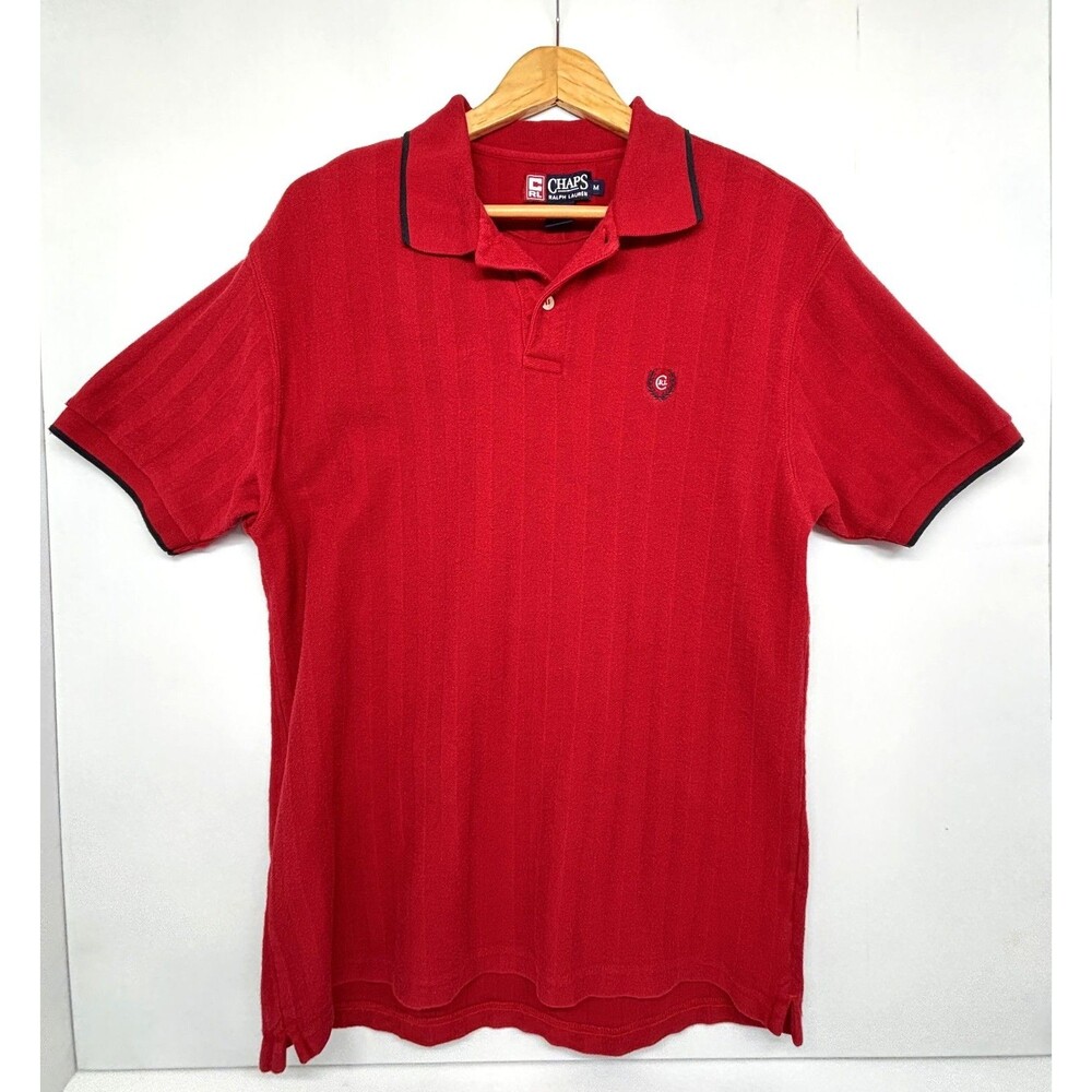Vintage 1990s Chaps Ralph Lauren Polo Shirt Red Prep Golf Men's Size Medium